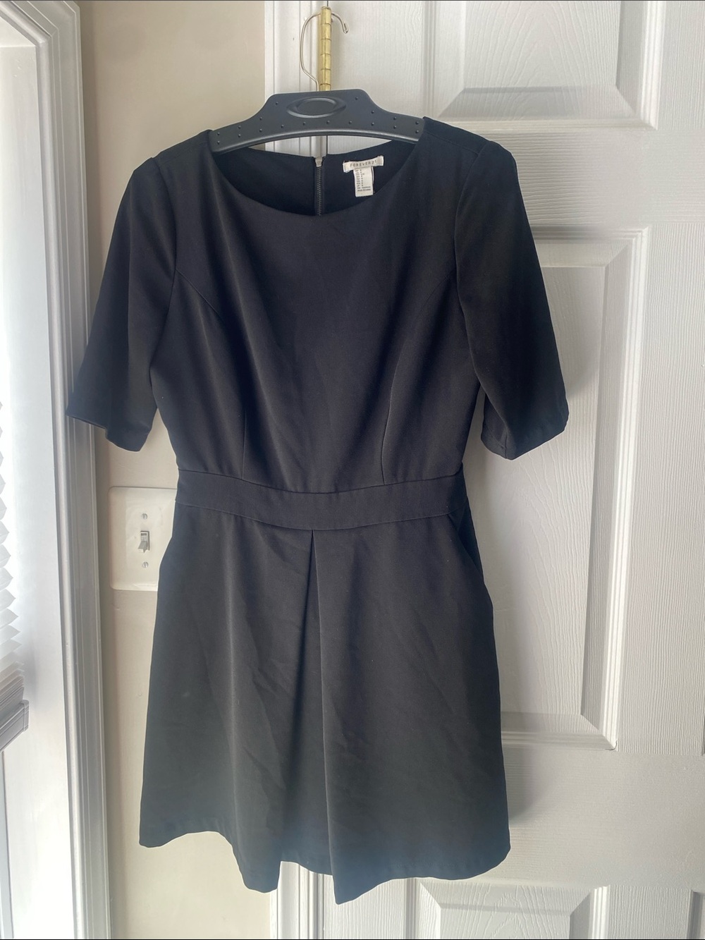 Forever 21 Black Short Sleeve A-Line Mini Dress